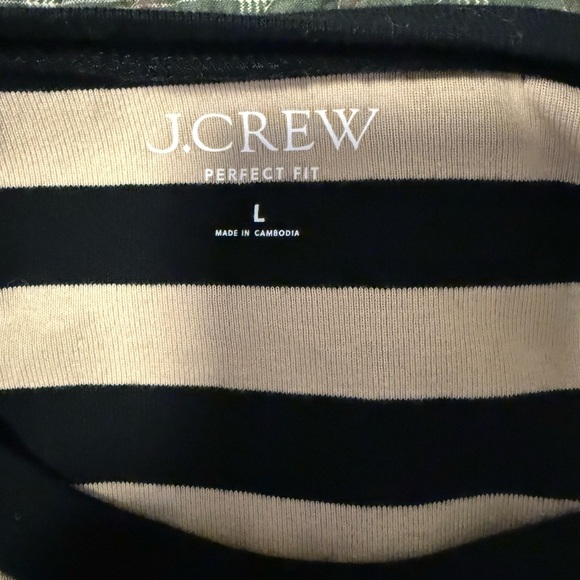 J. Crew Black and Cream Striped Top - Picture 6 of 7